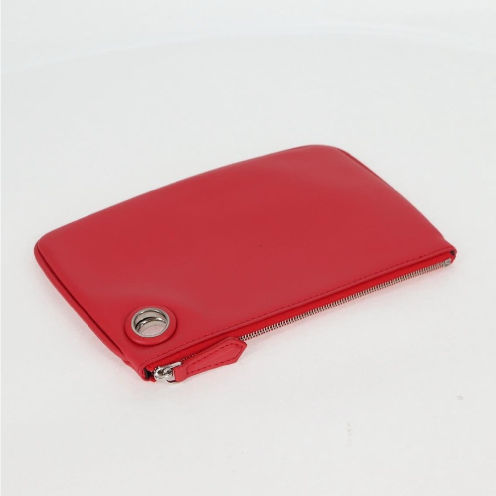 FENDI Zucca Canvas Triplet Clutch Bag Leather Beige Red Silver - Picture 8 of 15